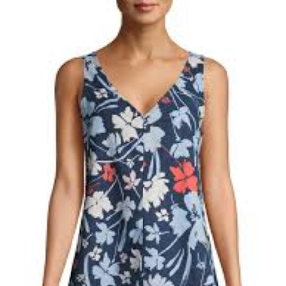 Time And Tru Top Tank Sleeveless Multi-Color Floral V-Neck Relaxed Lightweight - Picture 5 of 13